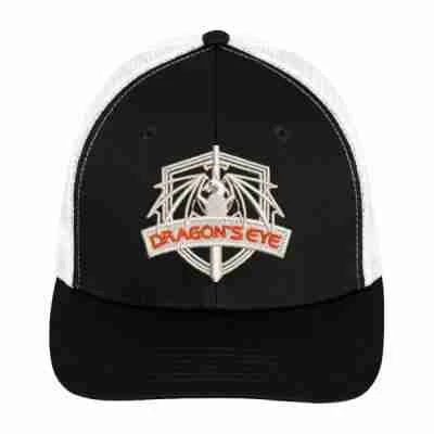 Mesh Back Baseball Cap White Dragon